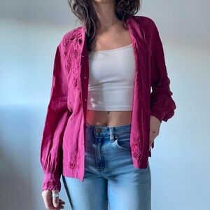 Vintage detailed silk, hand embroidered blouse.